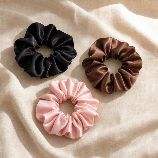 Scrunchie Set five colors flat lay