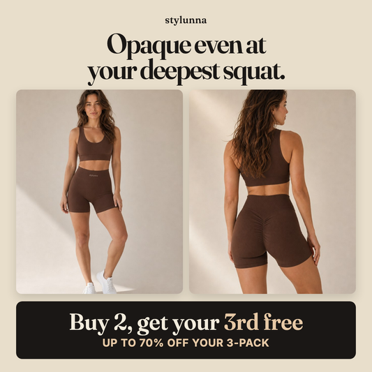 Stylunna Scrunch Shorts — Opaque even at your deepest squat · Buy 2 Get 1 Free (Velvet Mocha)